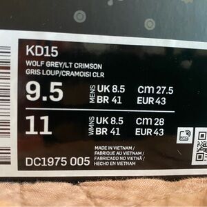 Nike KD15 in Gray and Crimson